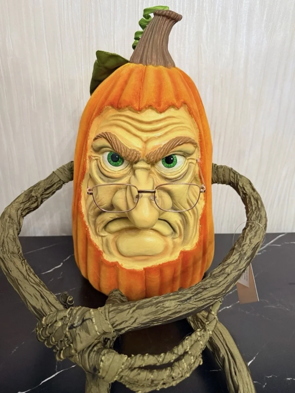 Katherines Collection Halloween Party Grumpy Leg Pumpkin Figurine Decoration.